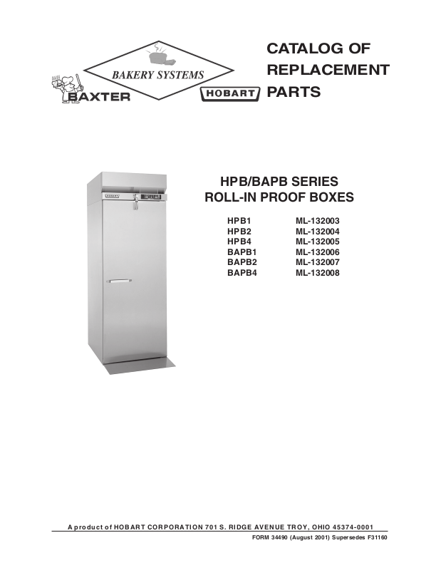 Baxter BAPB2 Parts List