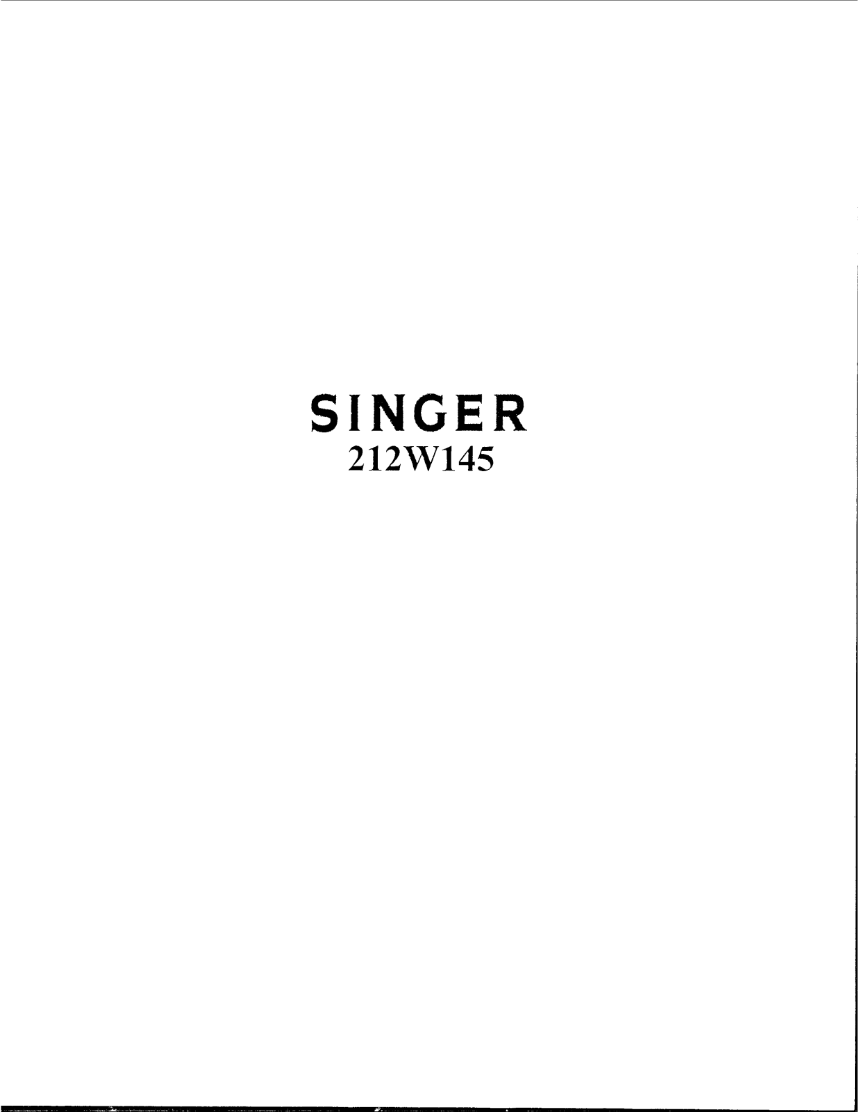 Singer 212W145 User Manual