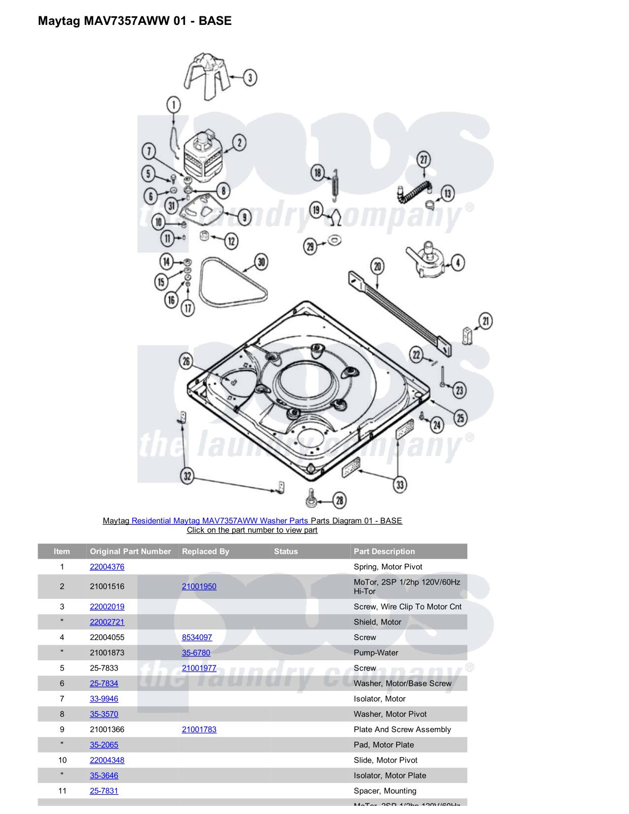 Maytag MAV7357AWW Parts Diagram