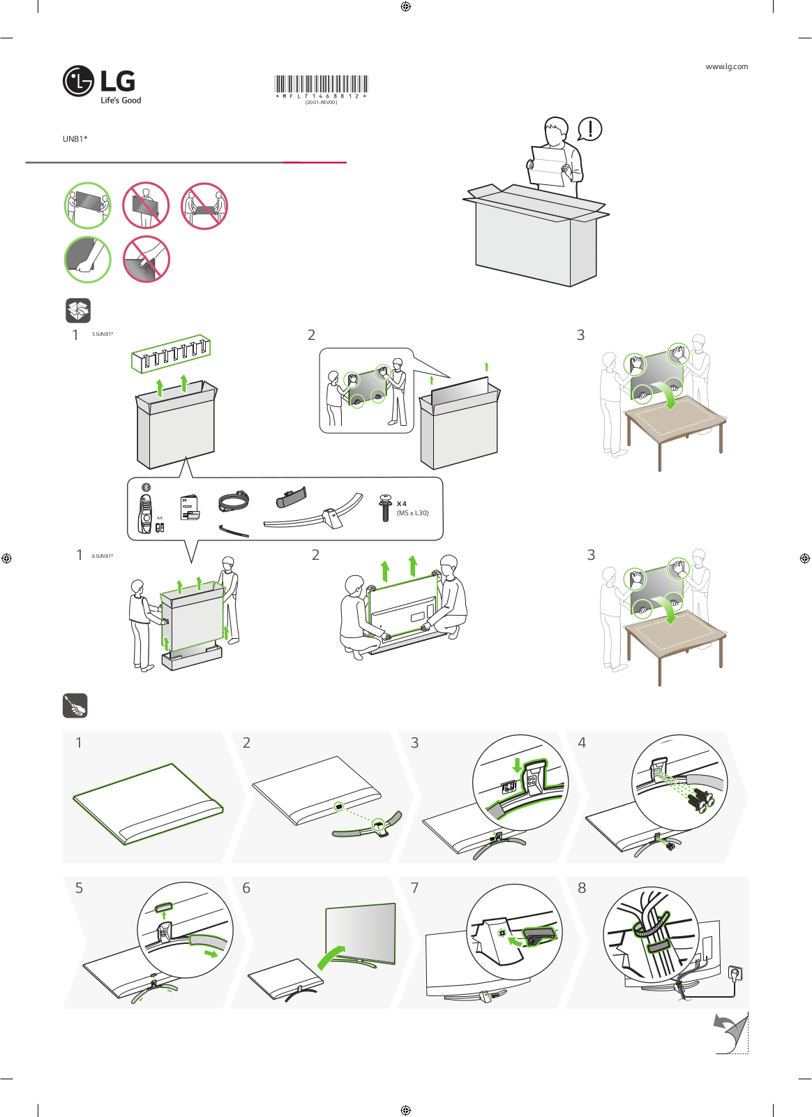 LG 65UN8100PTA QUICK SETUP INSTRUCTIONS