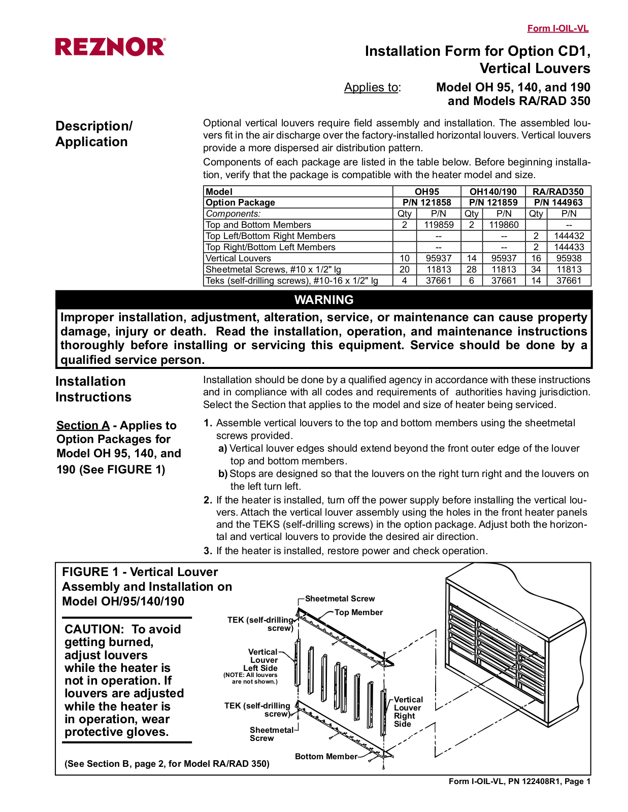 Reznor RAD User Manual