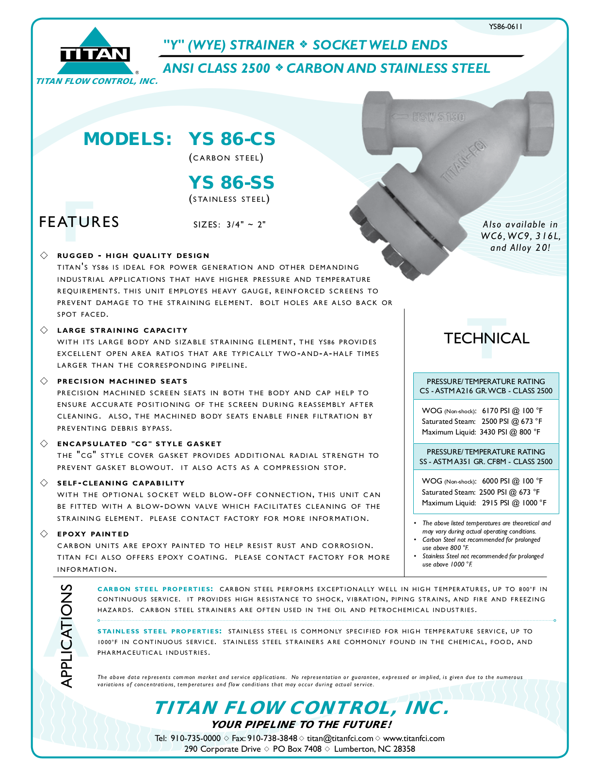 Control Products YS86-SS User Manual