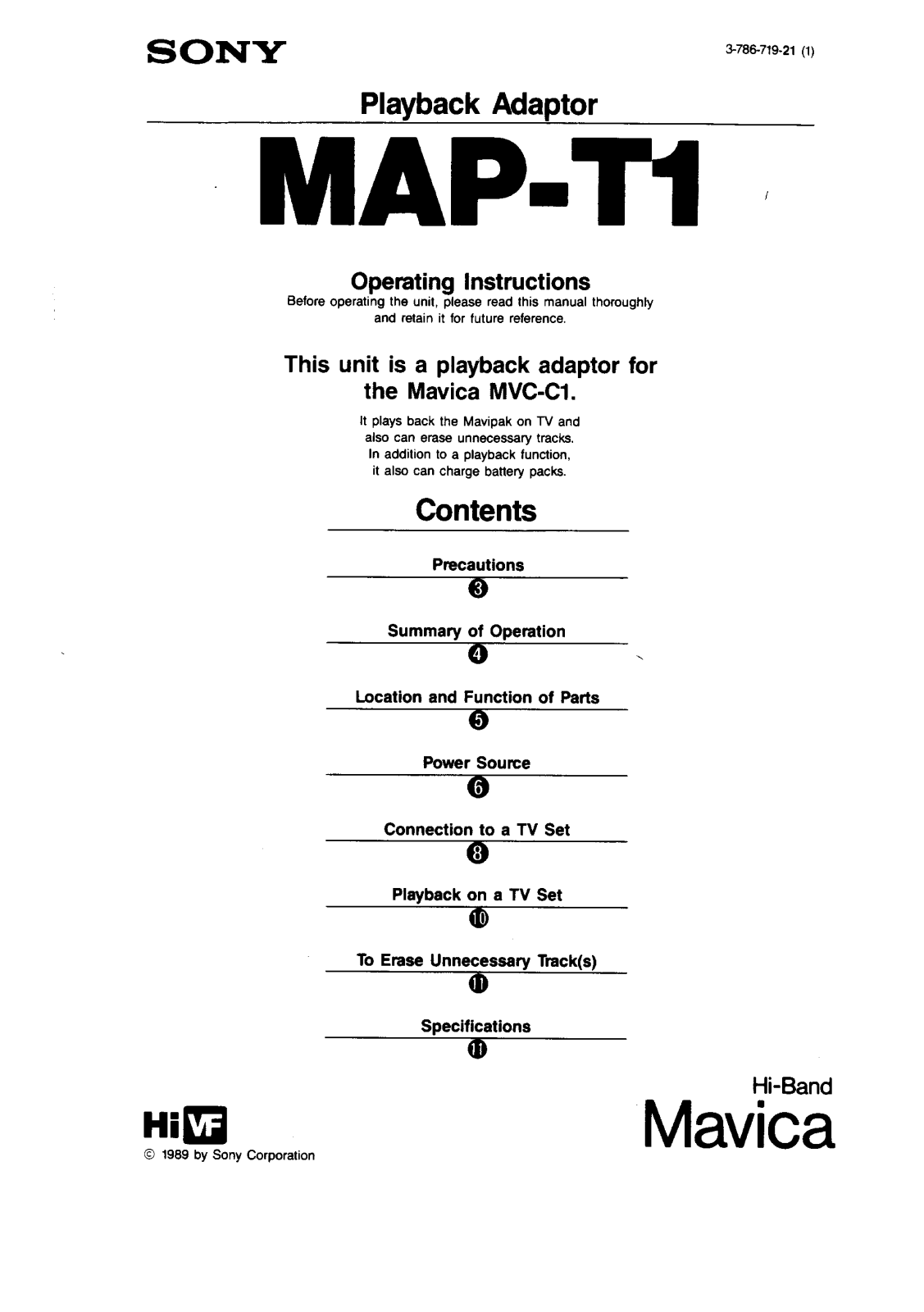 Sony MAPT1 User Manual