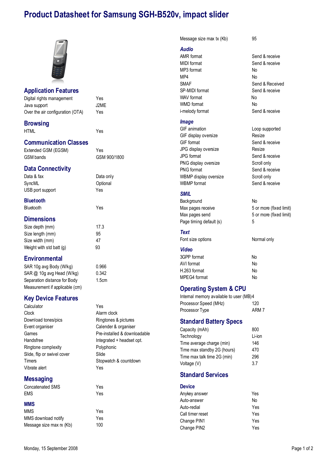 Samsung SGH-B520 User Manual