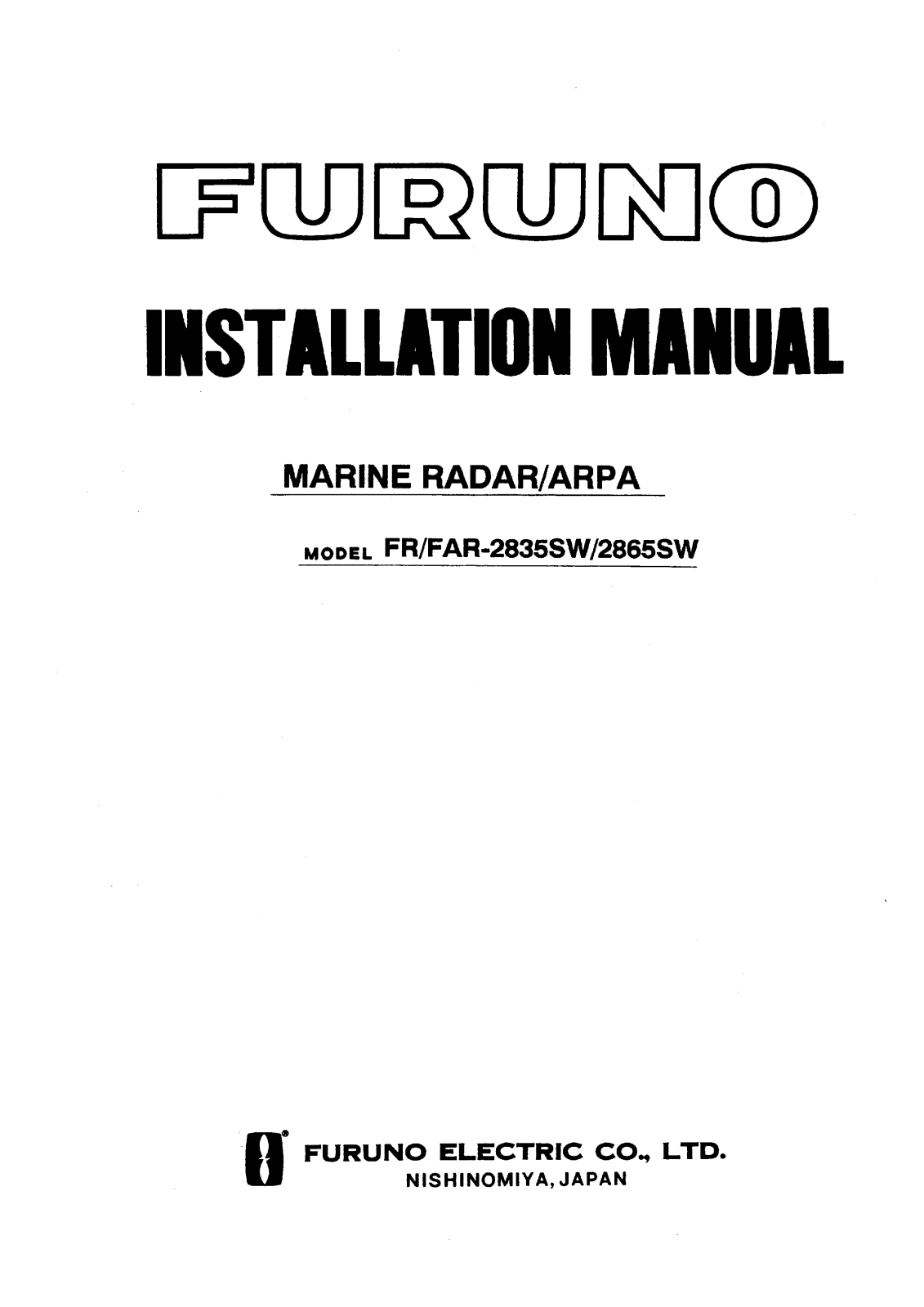 Furuno FR-FAR-2835SW, FR-FAR-2865SW User Manual