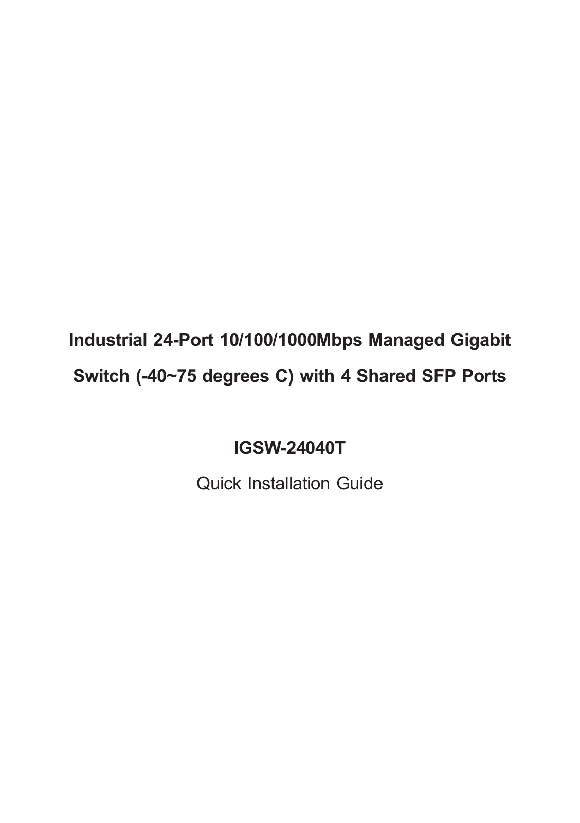 Planet IGSW-24040T quick start Guide