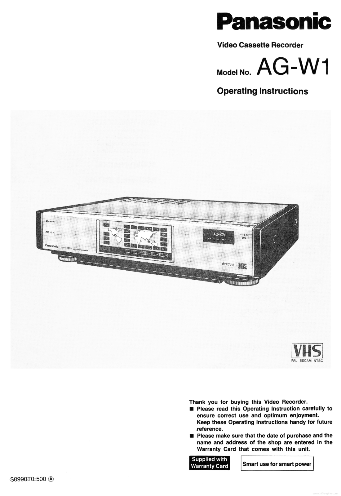 Panasonic AG-W1 User Manual