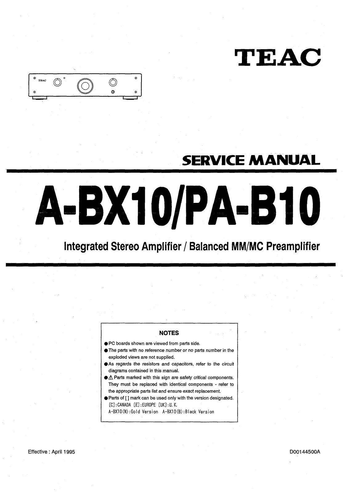 Teac A-BX10-PA-B10 Service Manual