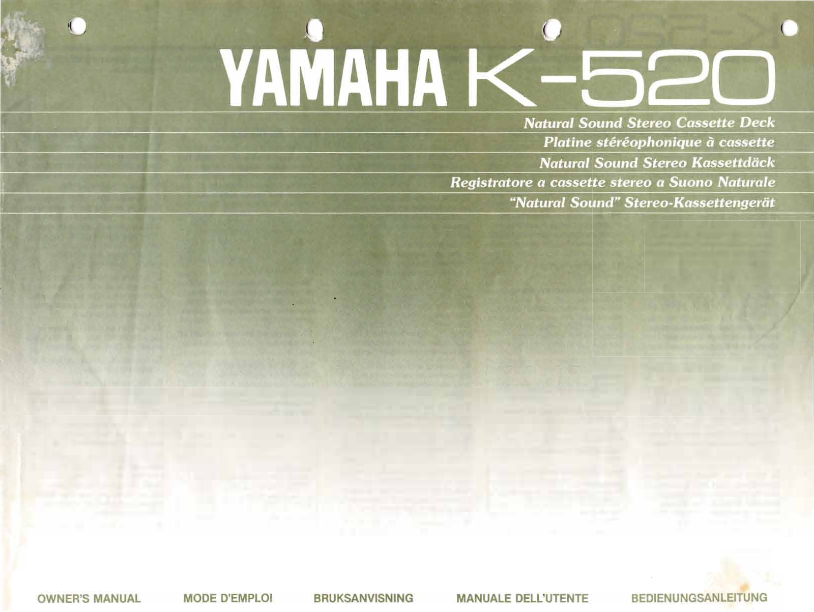 Yamaha K-520 Owners Manual