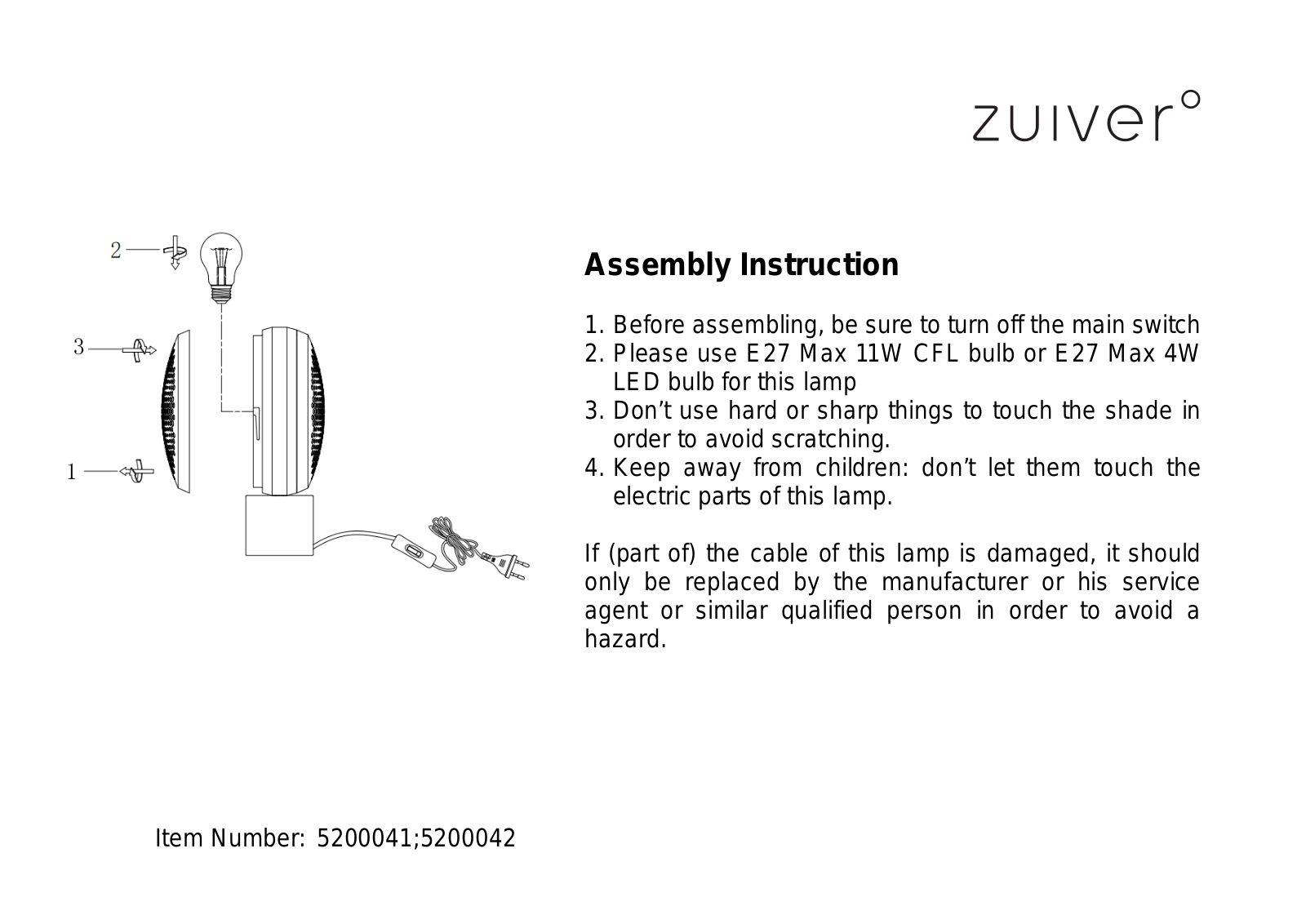 Zuiver ZIVE1298 Installation & Assembly - ManualMachine.com