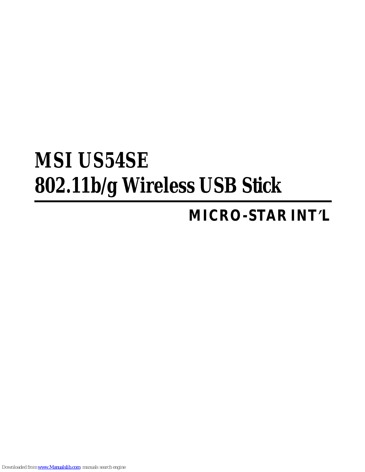 MSI US54SE User Manual