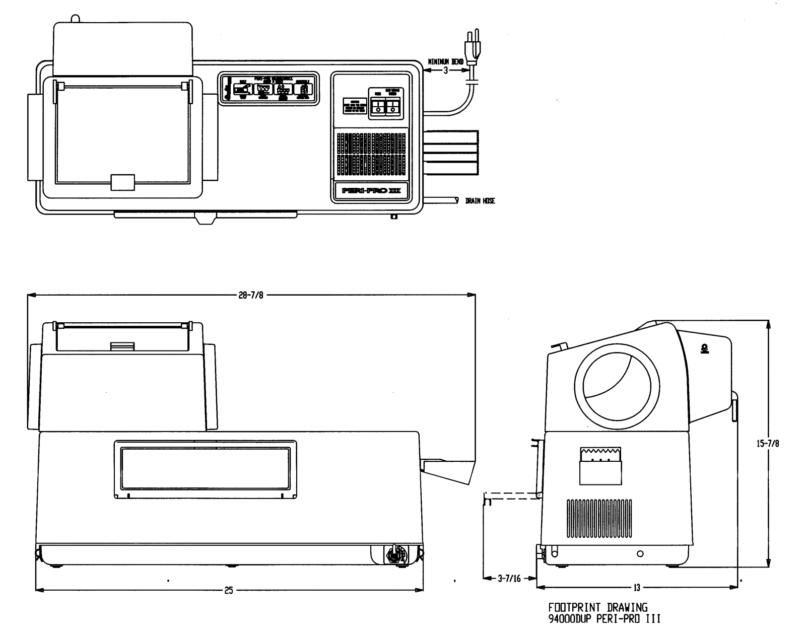 Air 94000DUP PERI-PRO III Footprint Drawing