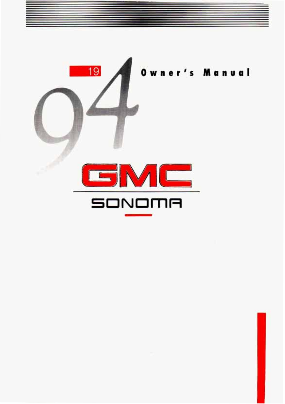 GMC SONOMA 1994 User Manual