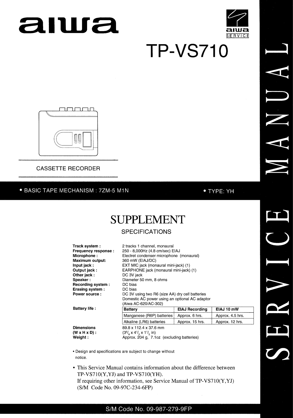 Aiwa TPVS710 Service Manual