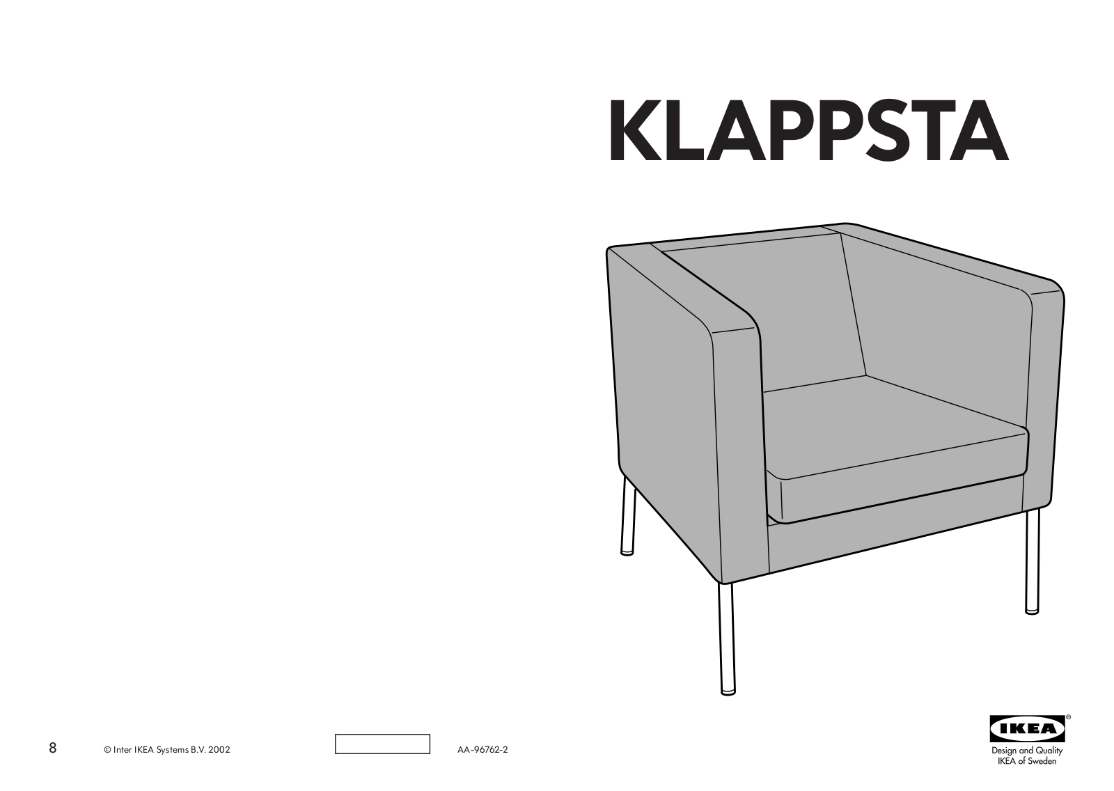 IKEA KLAPPSTA CHAIR COVER Assembly Instruction