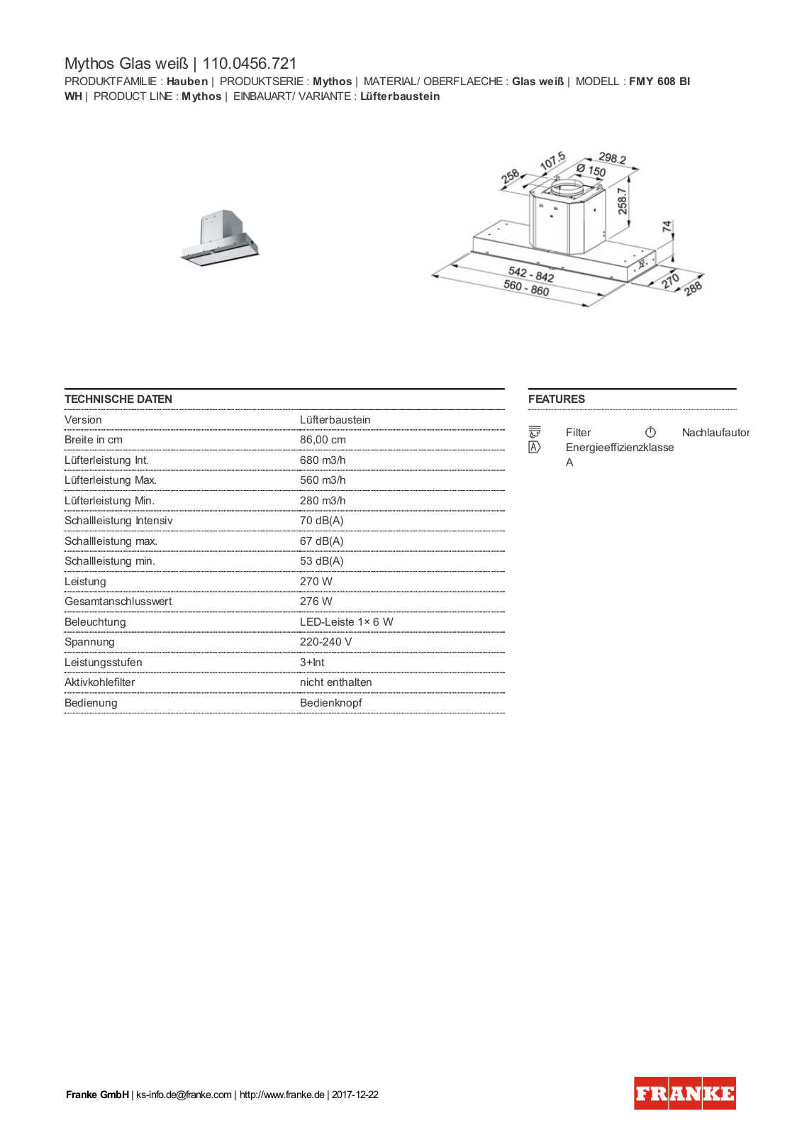 Franke 110.0456.721 Service Manual