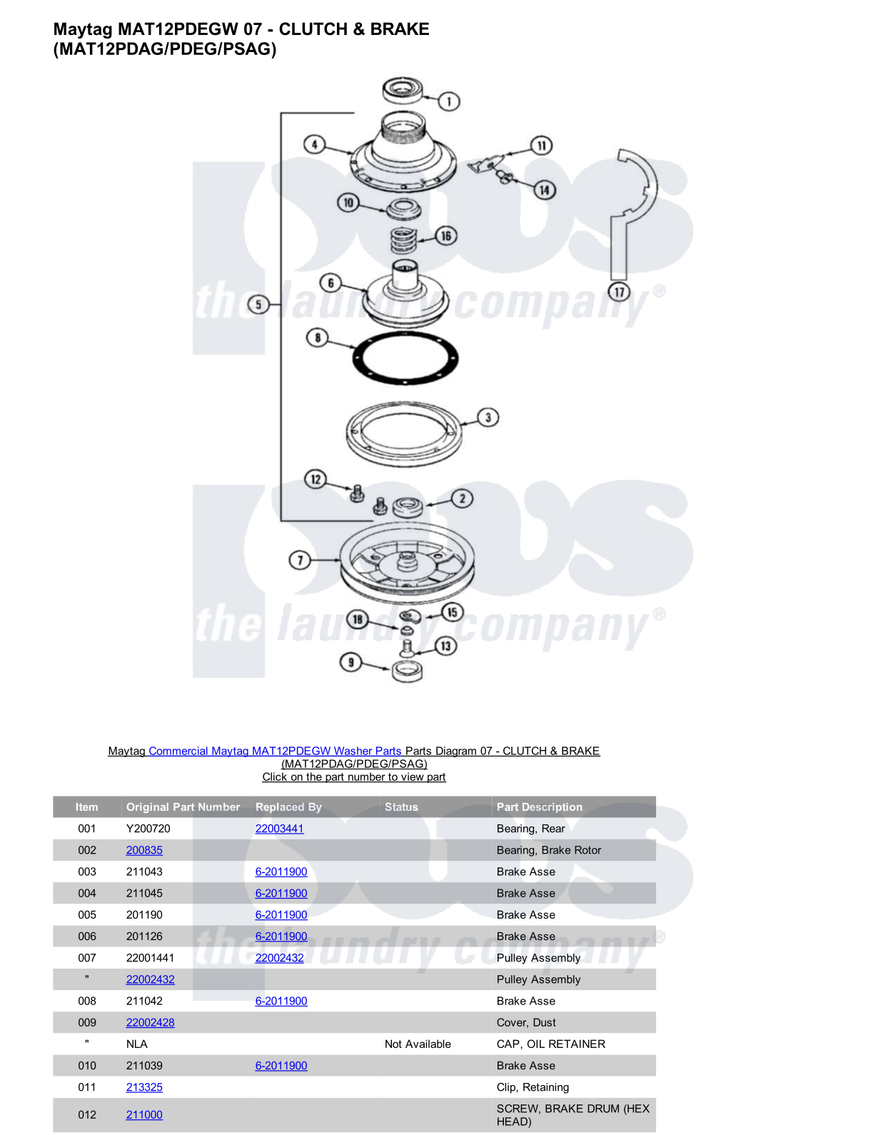 Maytag MAT12PDEGW Parts Diagram