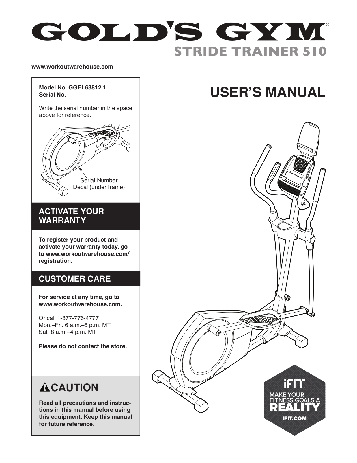 Gold's Gym GGEL638121 Owner's Manual