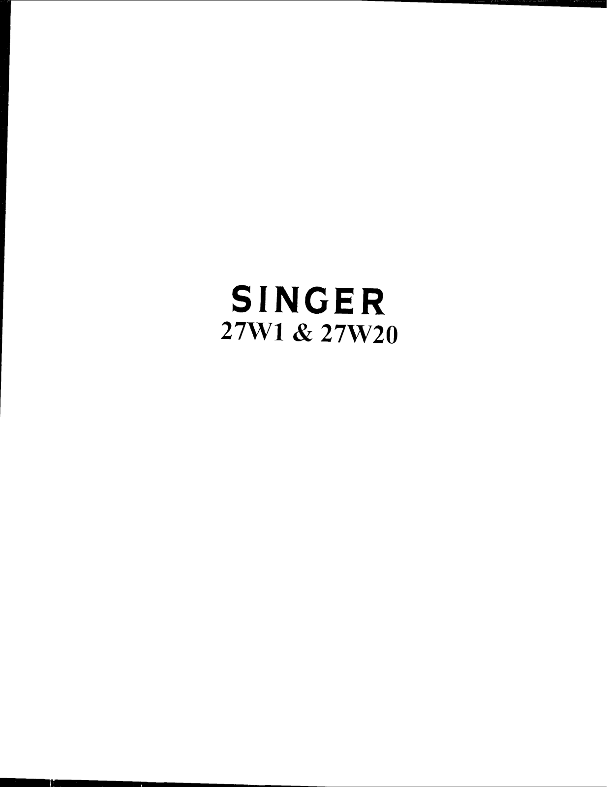 Singer 27W1, 27W20 User Manual