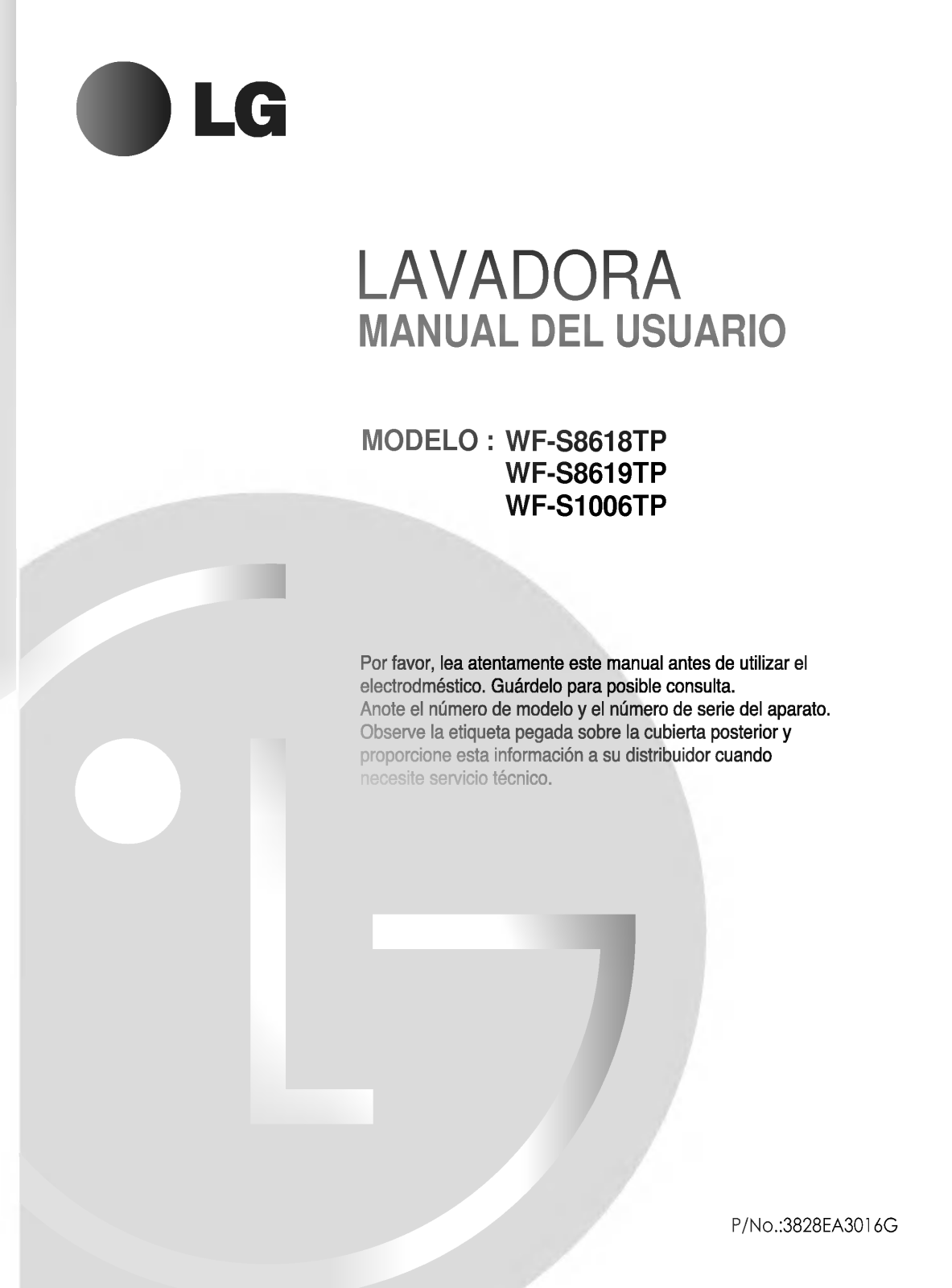 LG WF-S8619TP Owner's manual