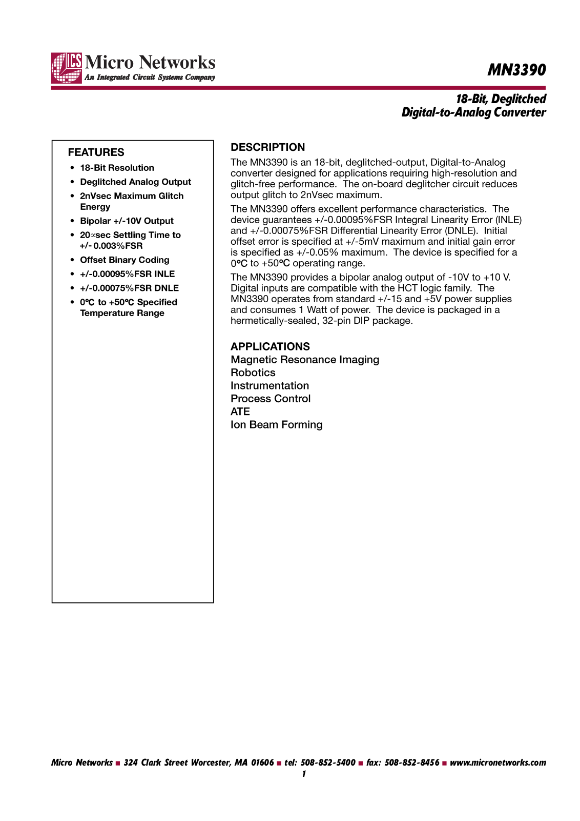 Micronetworks MN3390 Datasheet