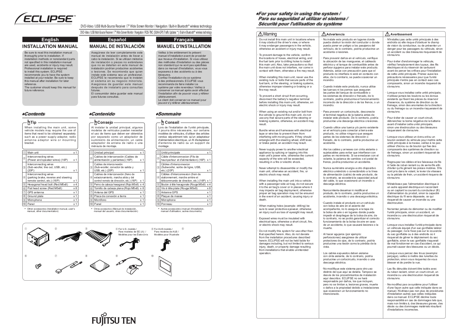 Fujitsu AVN726E Installation  Manual