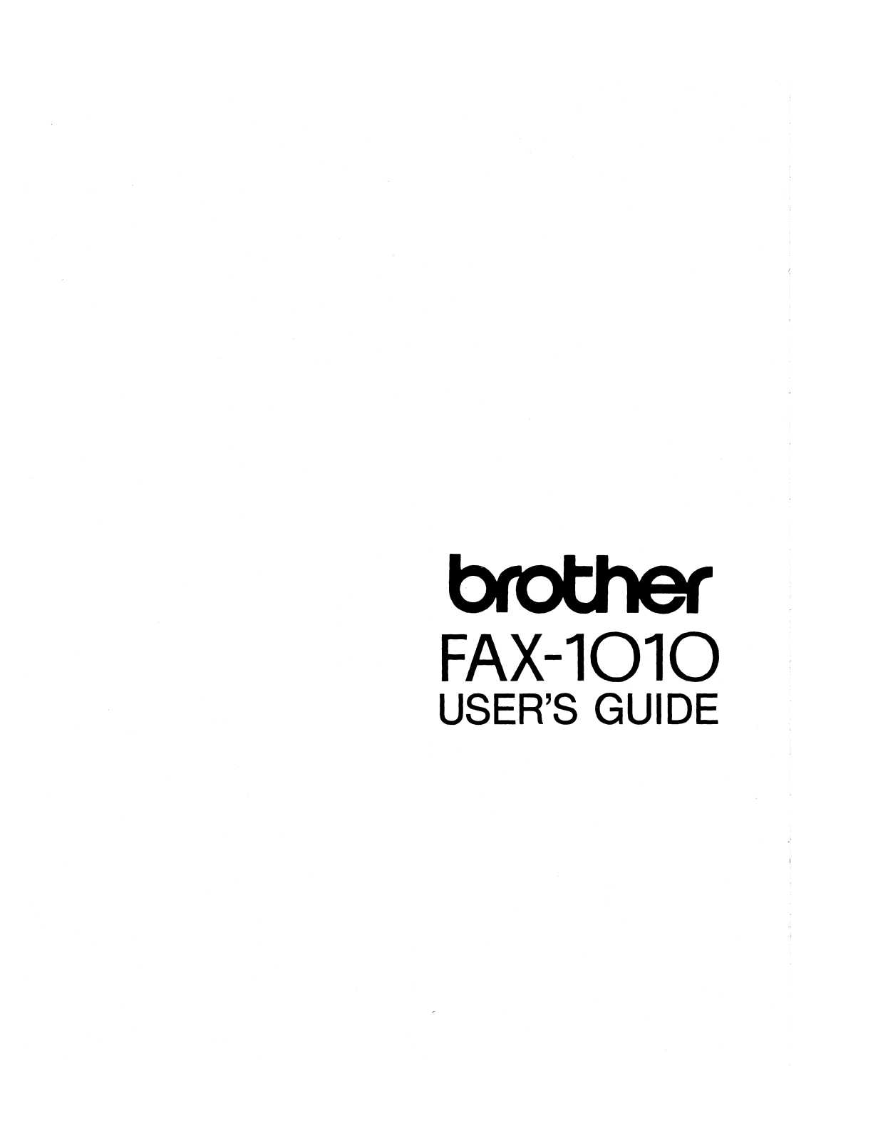 Brother FAX-1010 Owner Manual