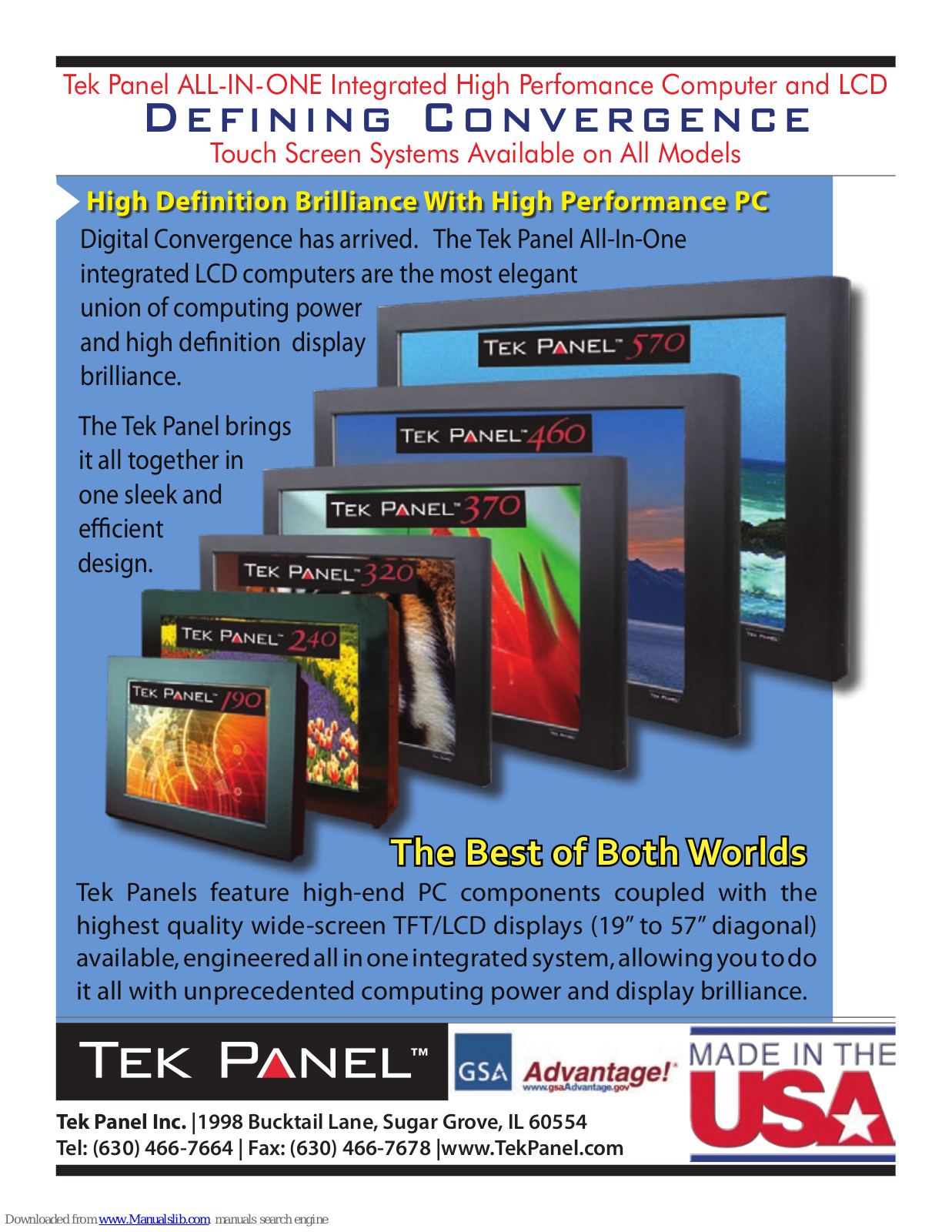 Tek Panel TekPanel 240, 190, 240, 320, 370 Brochure