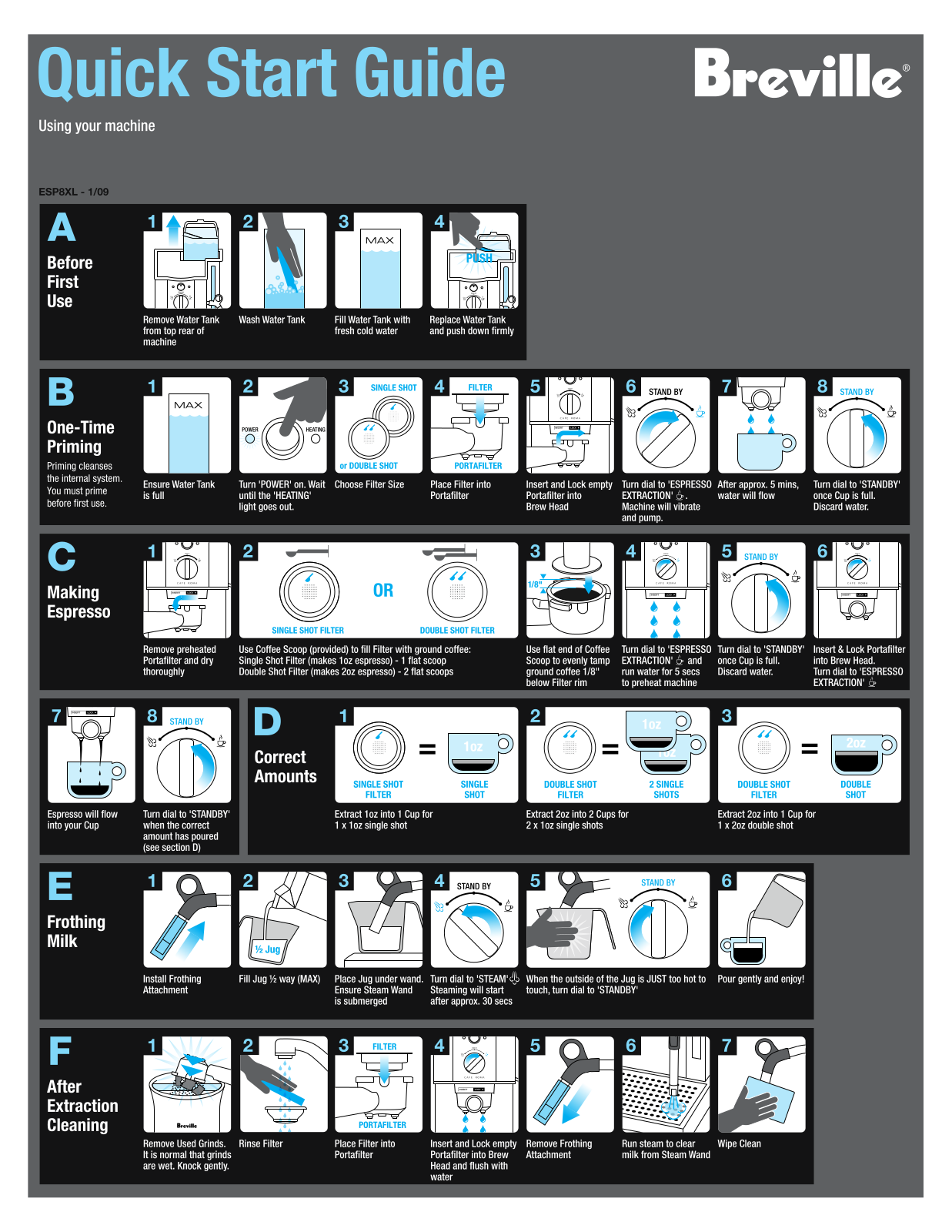 BREVILLE ESP8XL Quick Start Guide