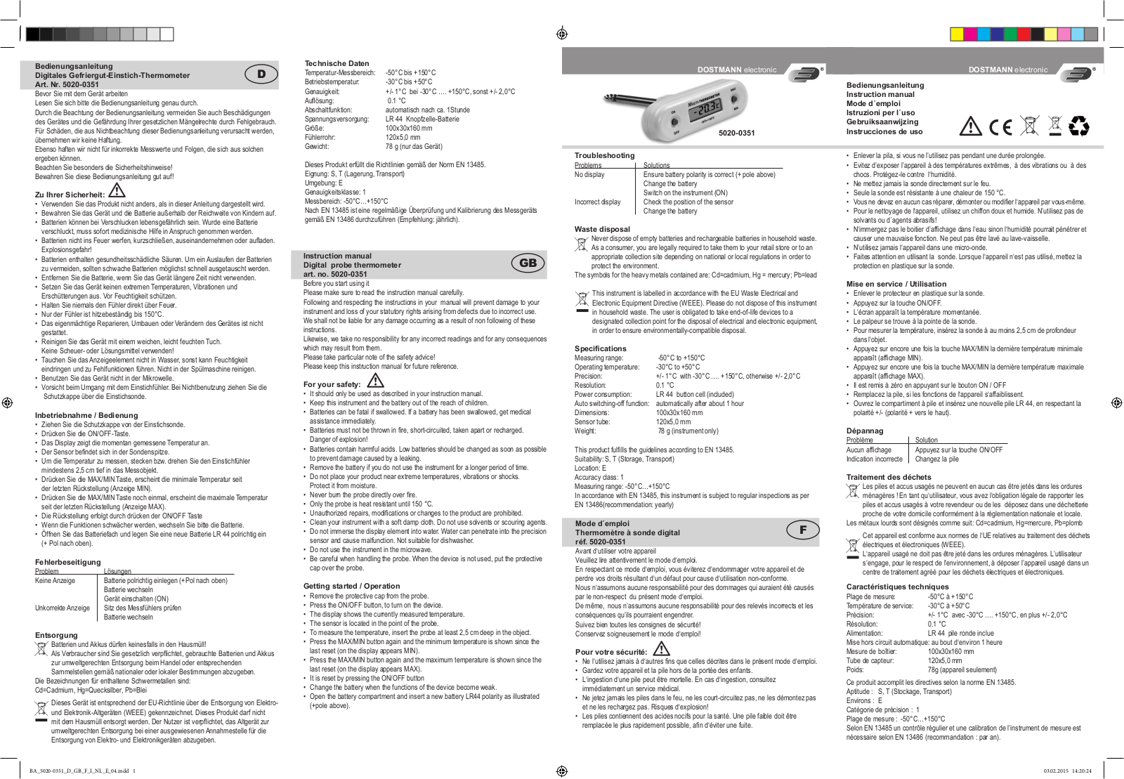 TFA Dostmann 5020-0351 Instruction Manual