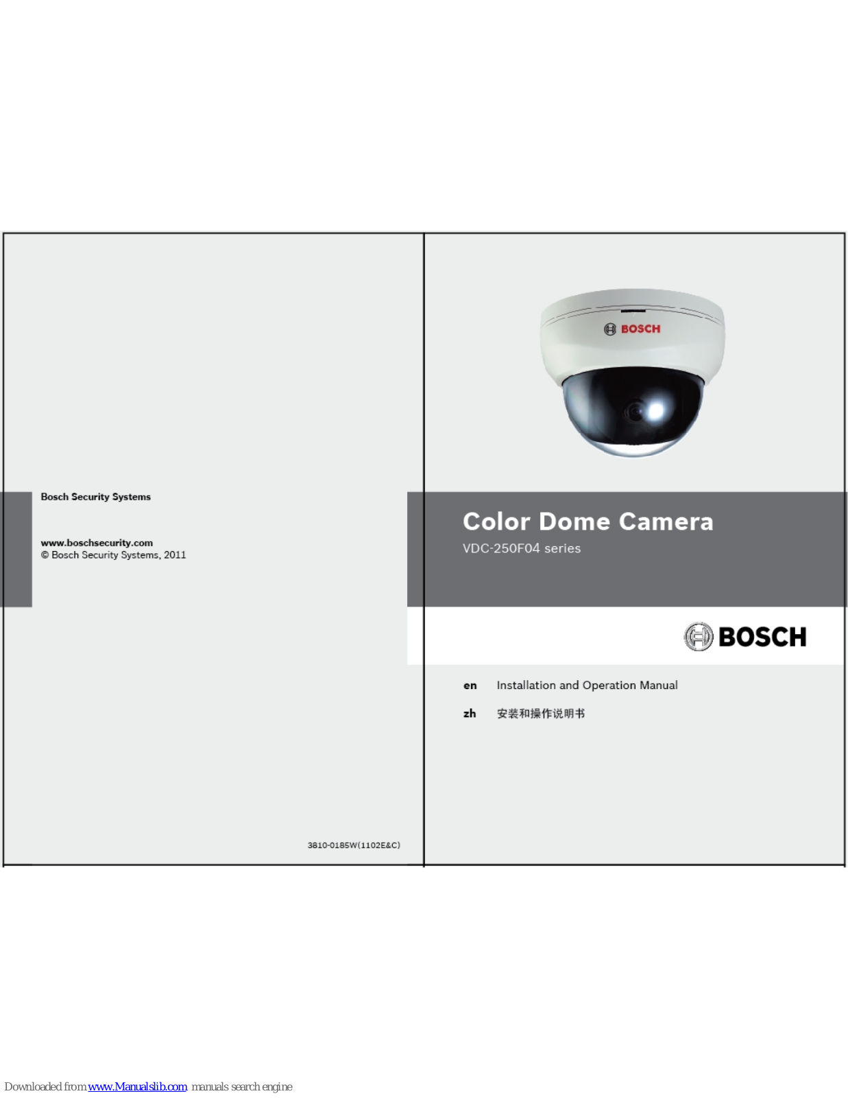 Bosch VDC-250F04 Installation And Operation Manual