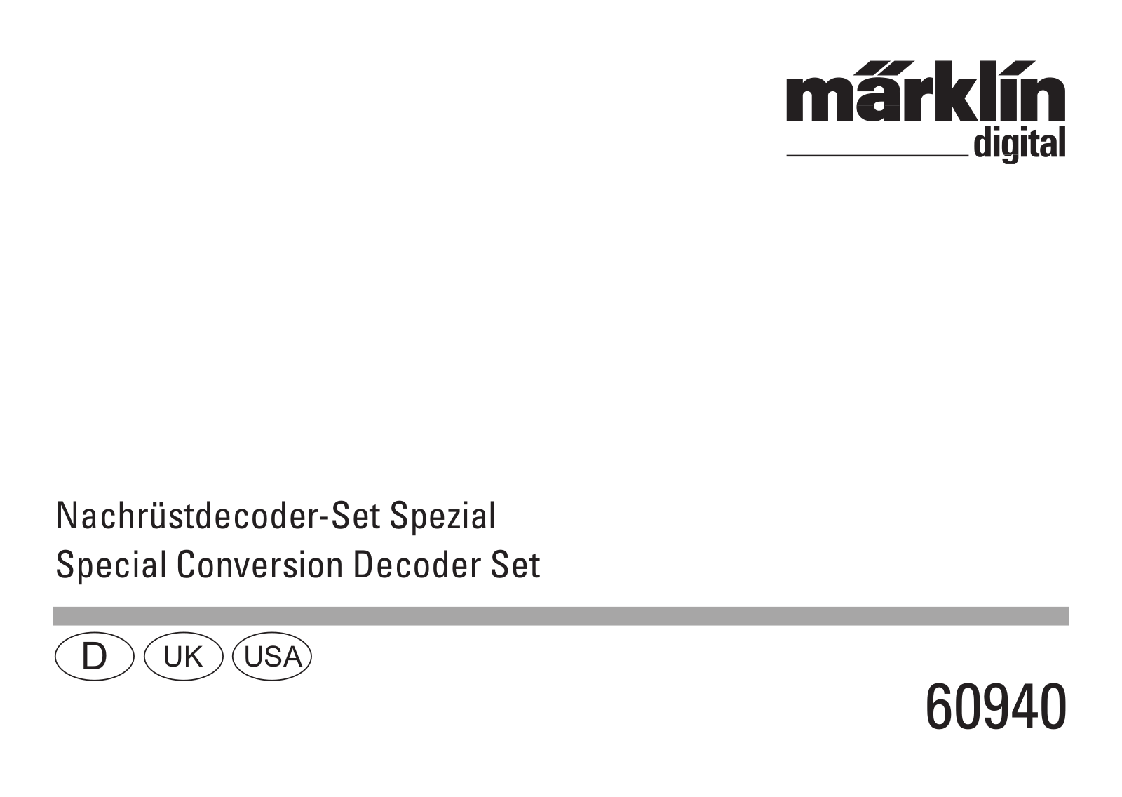 Märklin 60940 User manual