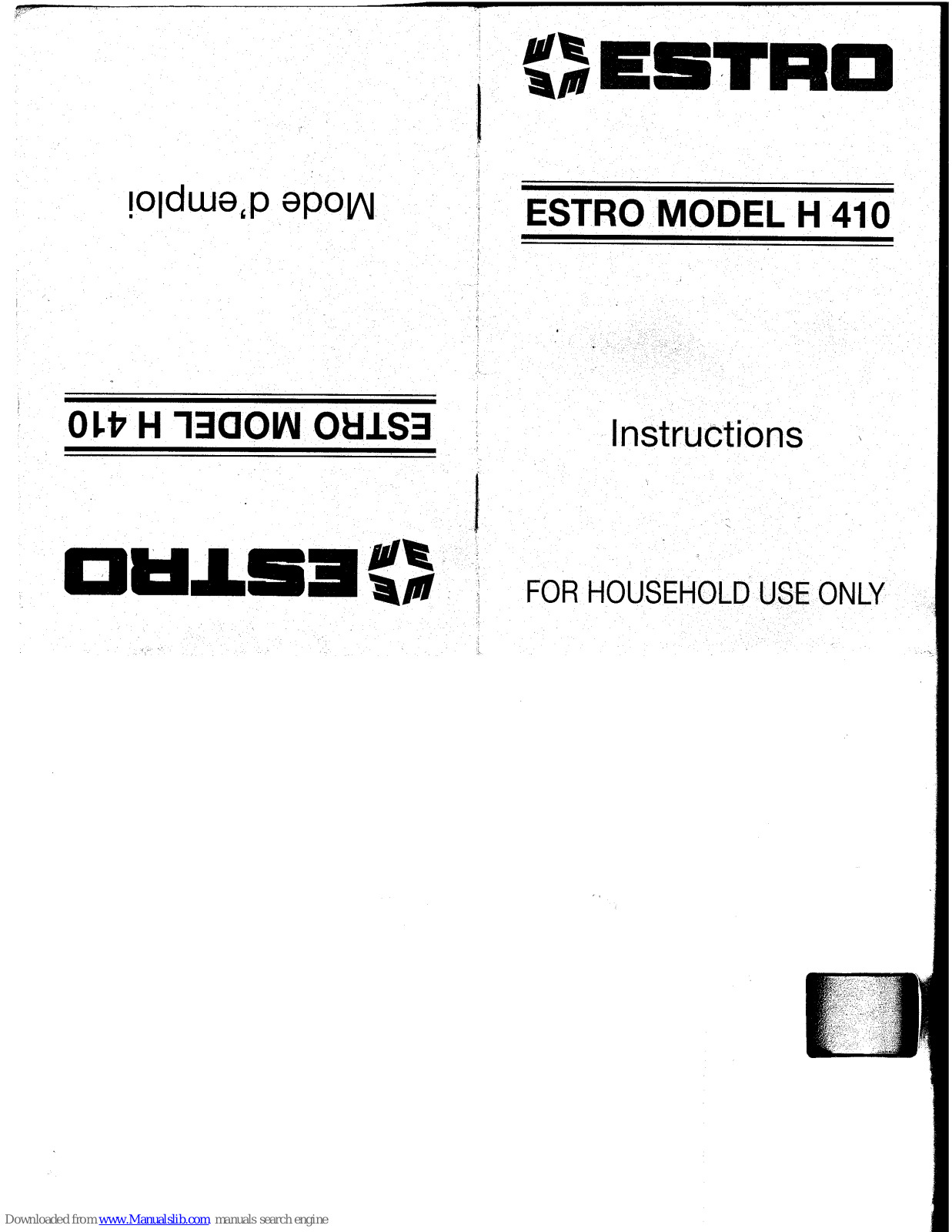 Estro H 410 Instructions Manual