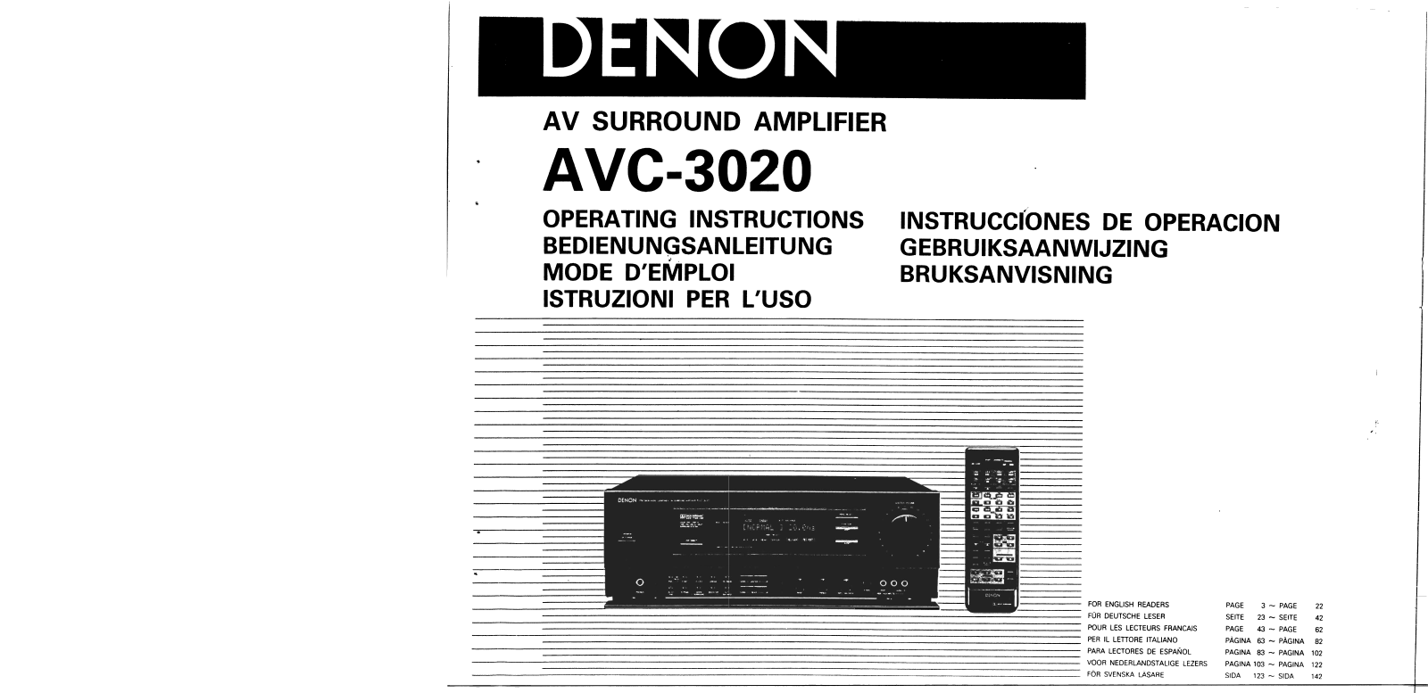 Denon AVC-3020 Owner's Manual