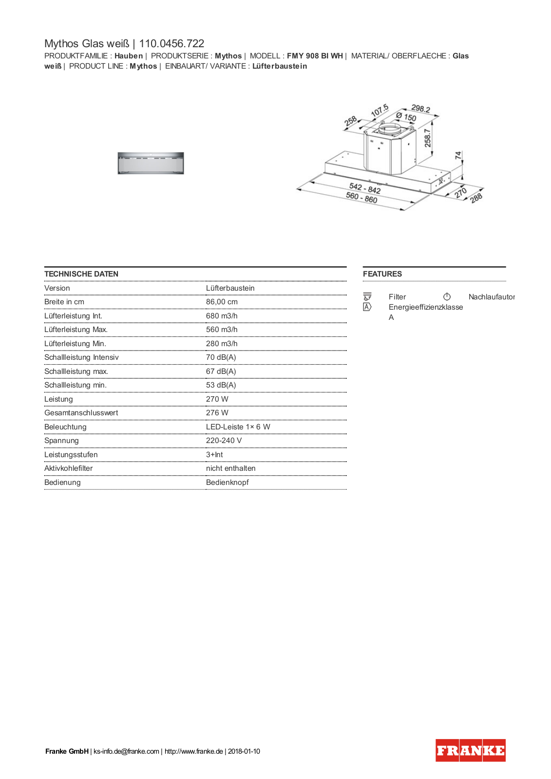 Franke 110.0456.722 Service Manual