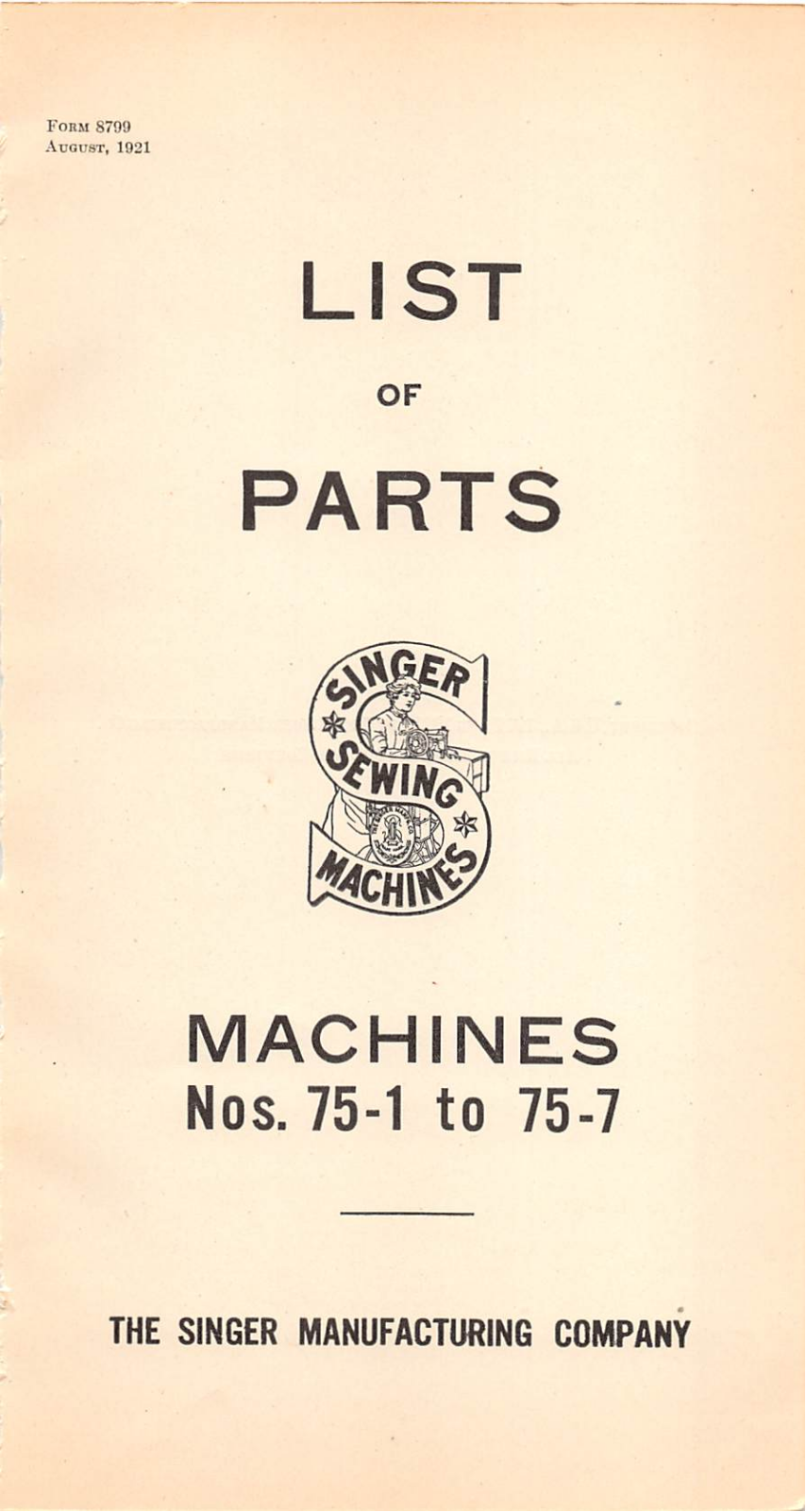 Singer 75-1, 75-7 User Manual