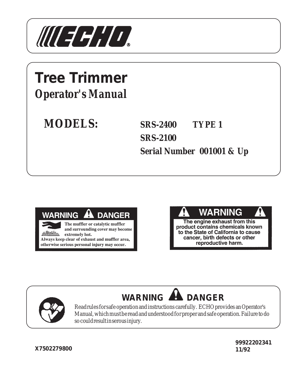 Echo SRS-2100, SRS-2400 User Manual