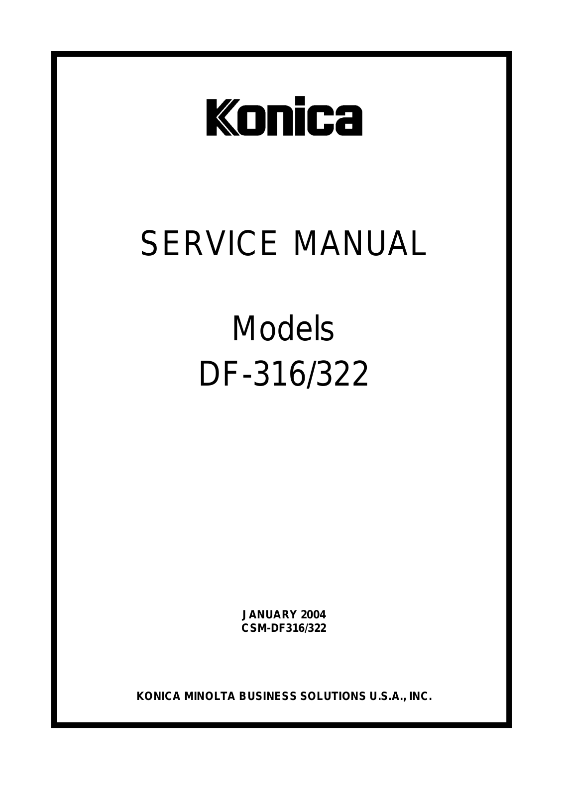 Konica Minolta DF-322, DF-316 User Manual