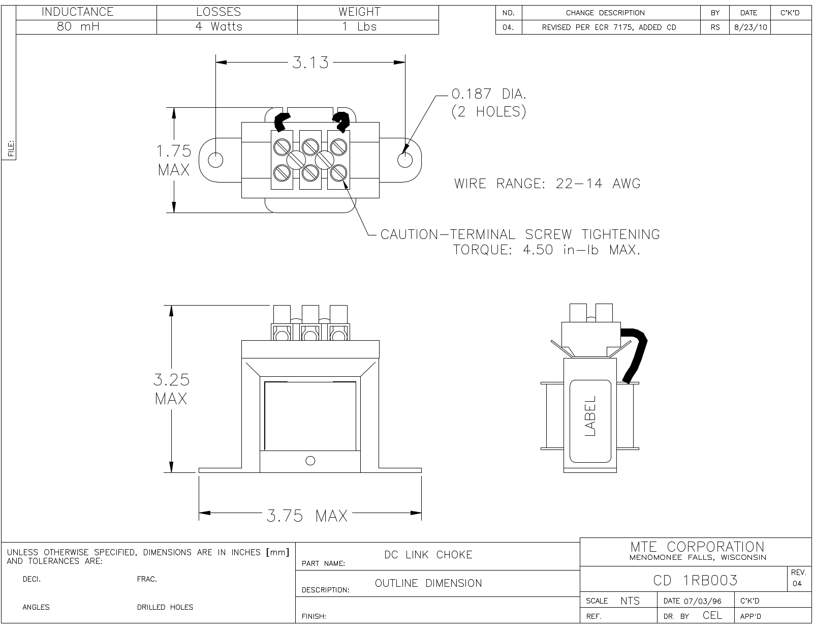 MTE CD 1RB003 CAD Drawings