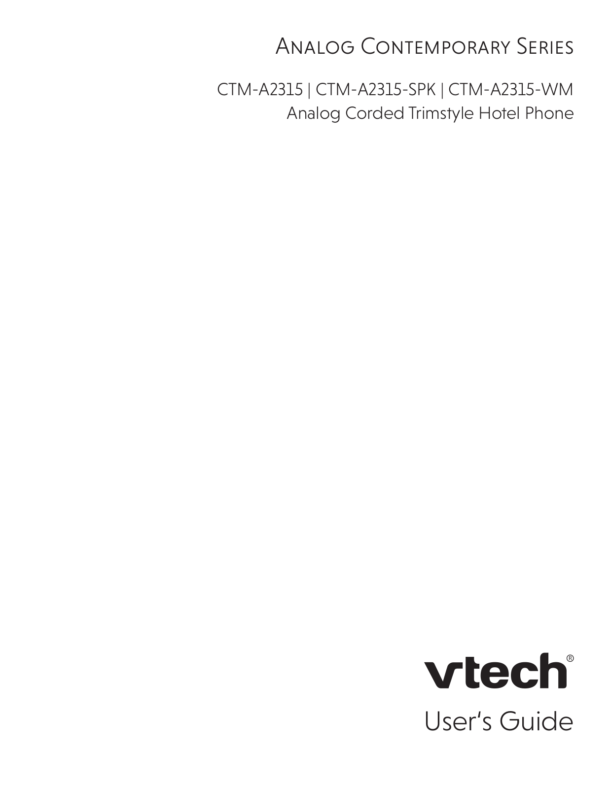 VTech CTM-A2315, CTM-A2315-SPK, CTM-A2315-WM Users manual