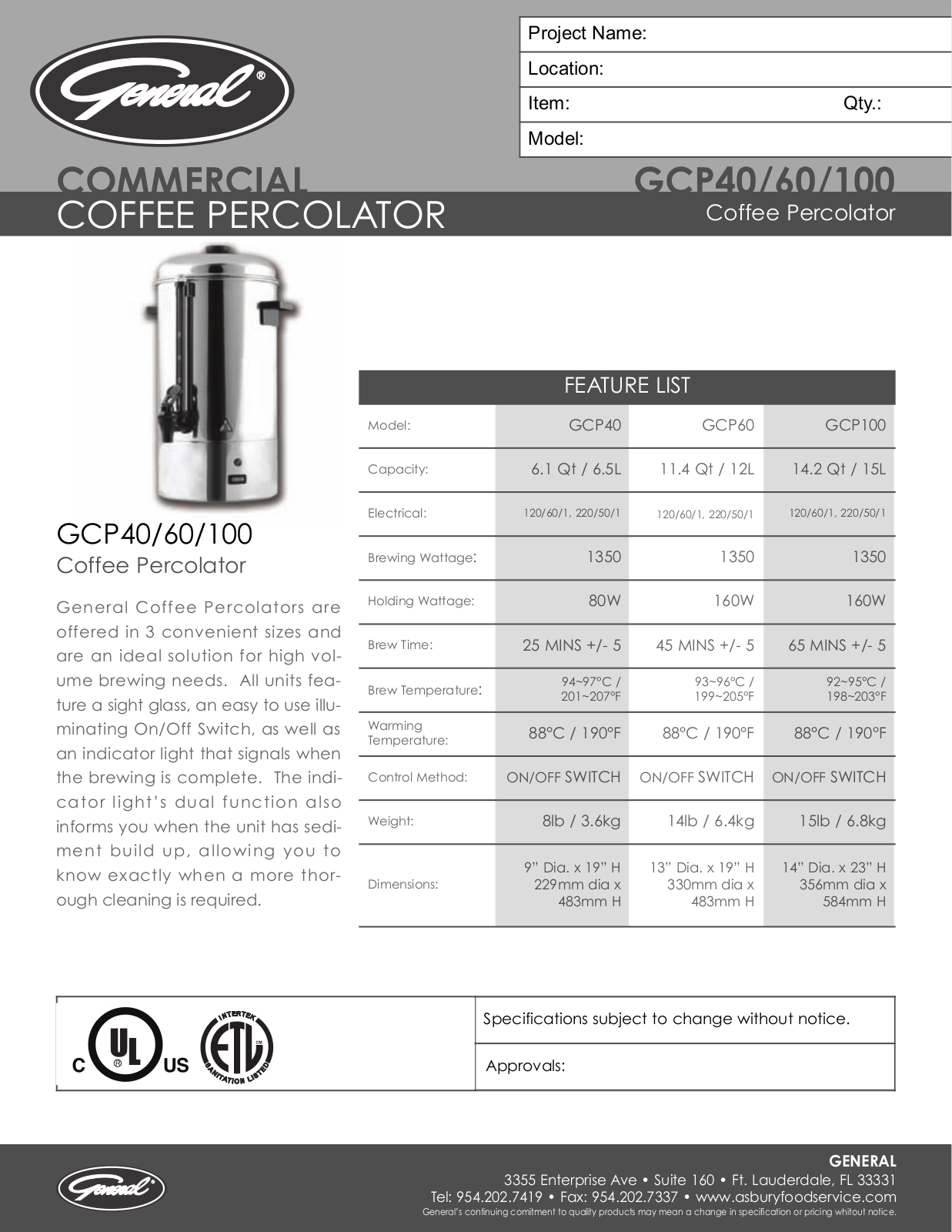 General GCP100, GCP 40 User Manual