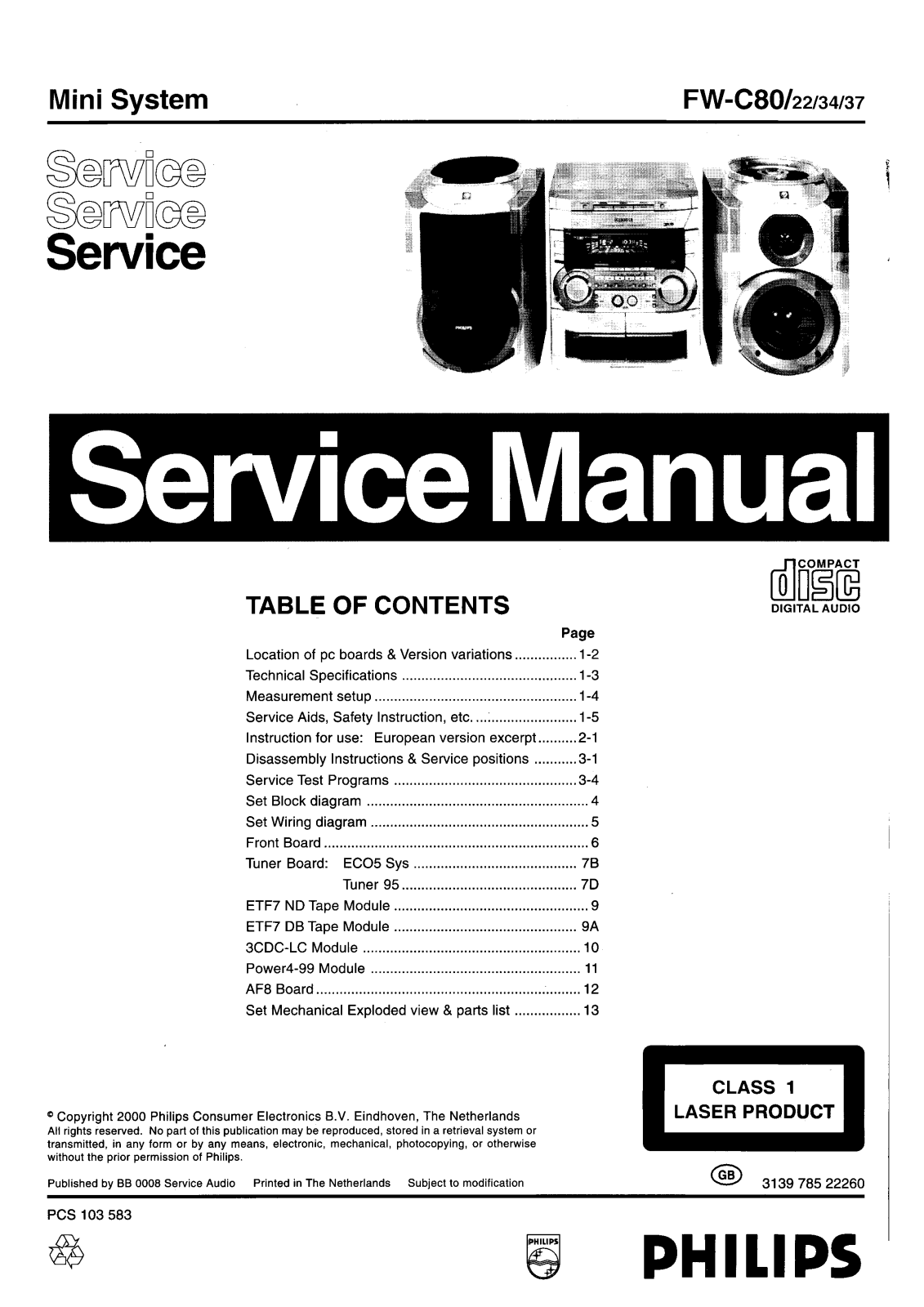 Philips FW-C80 Service Manual