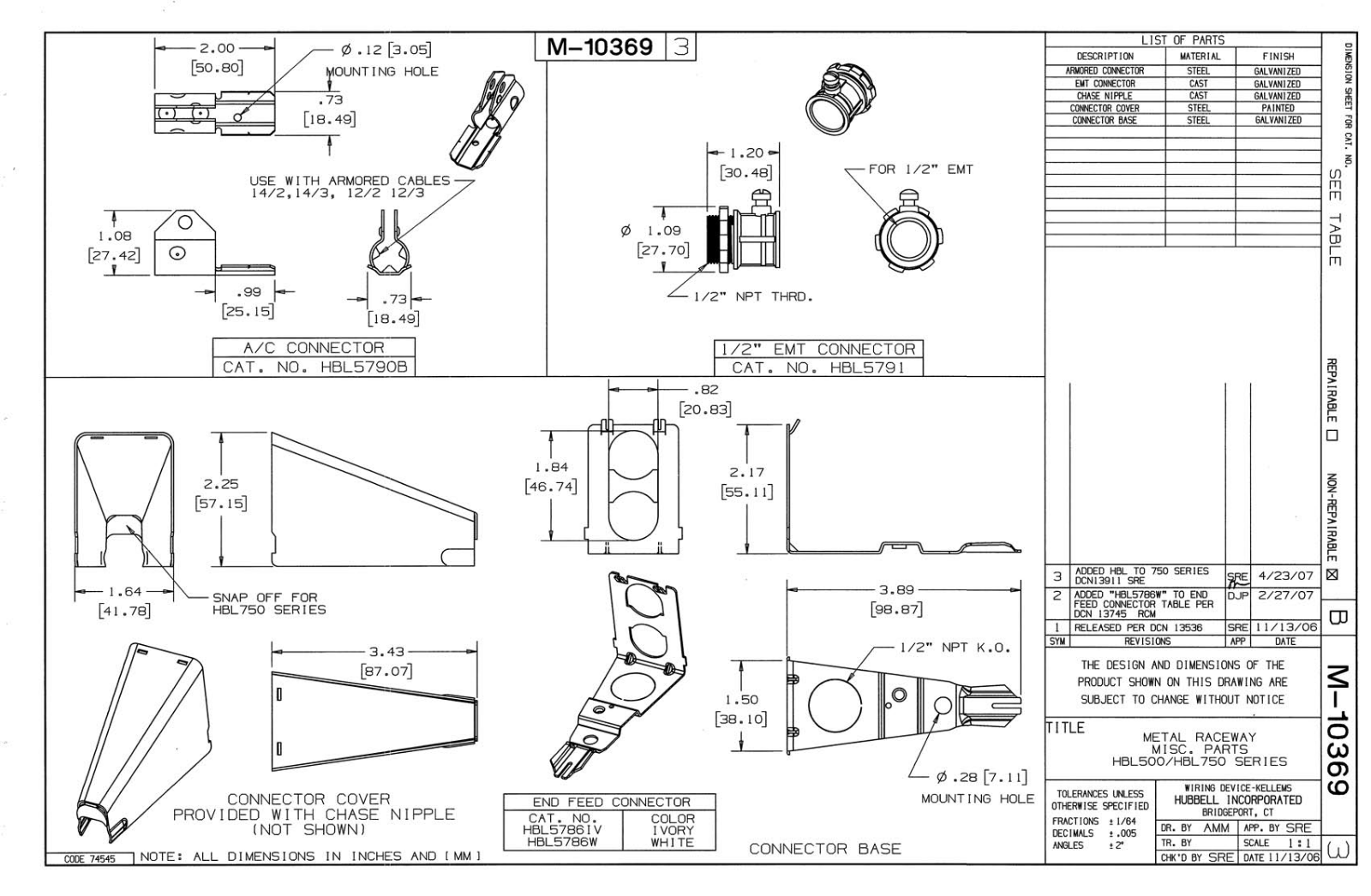 Hubbell HBL5790B Reference Drawing