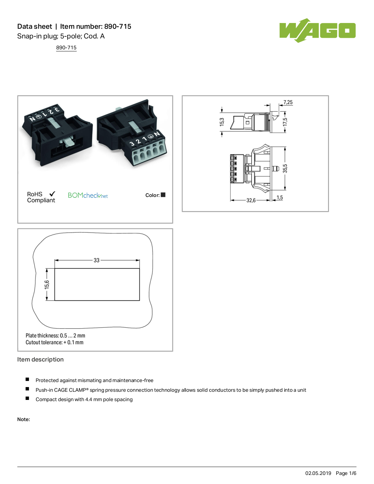 Wago 890-715 Data Sheet