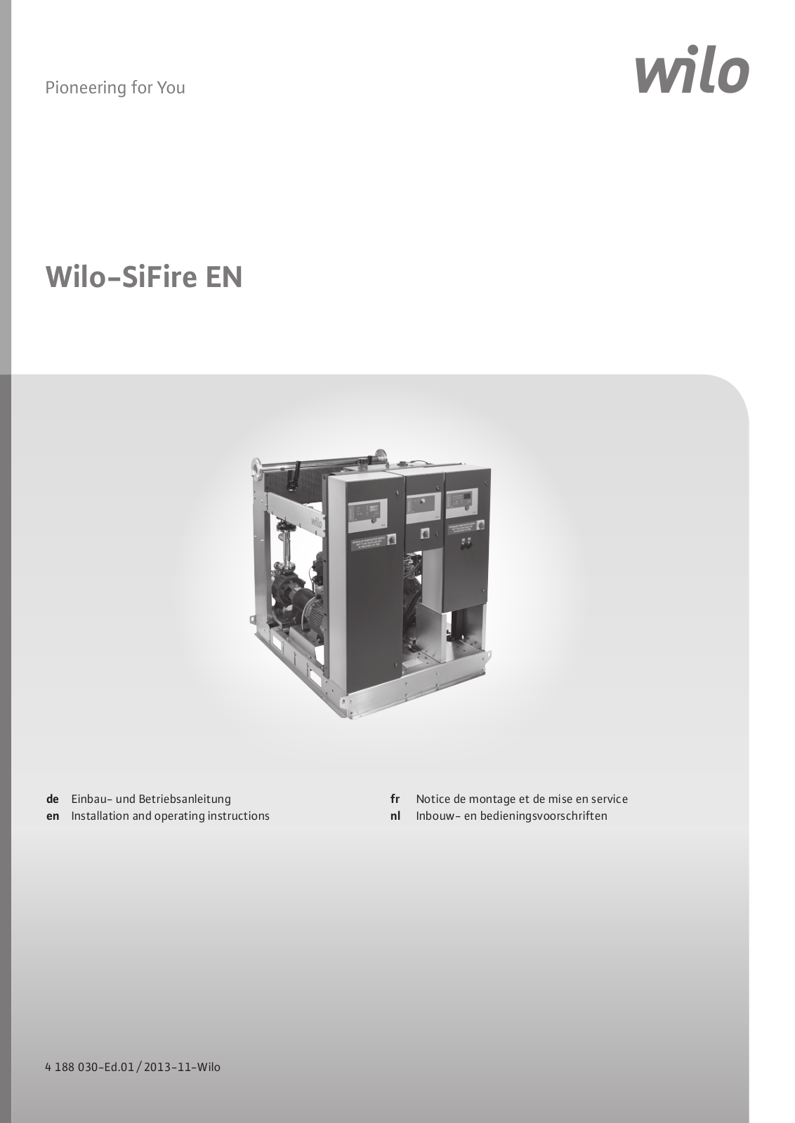 Wilo SiFire Installation And Operating Instructions Manual