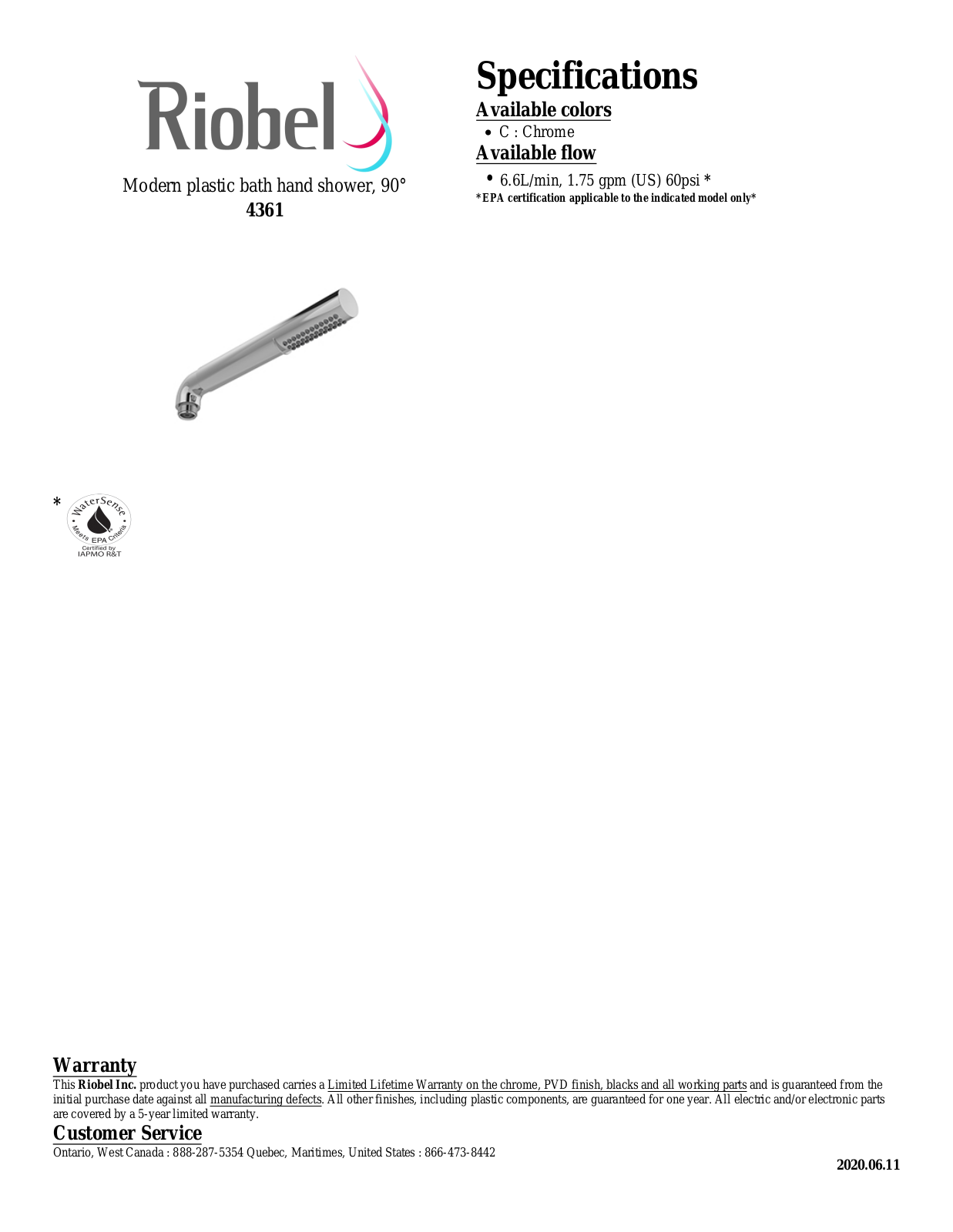 Riobel 4361C Specifications - ManualMachine.com