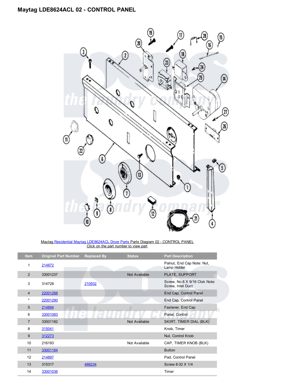 Maytag LDE8624ACL Parts Diagram