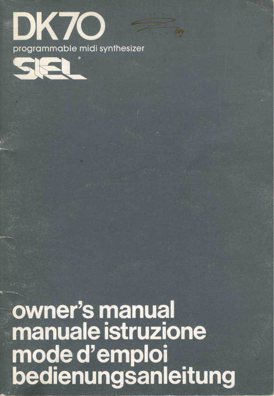 Societa Industrie Elettroniche (SIEL) DK-70 Owner's Manual