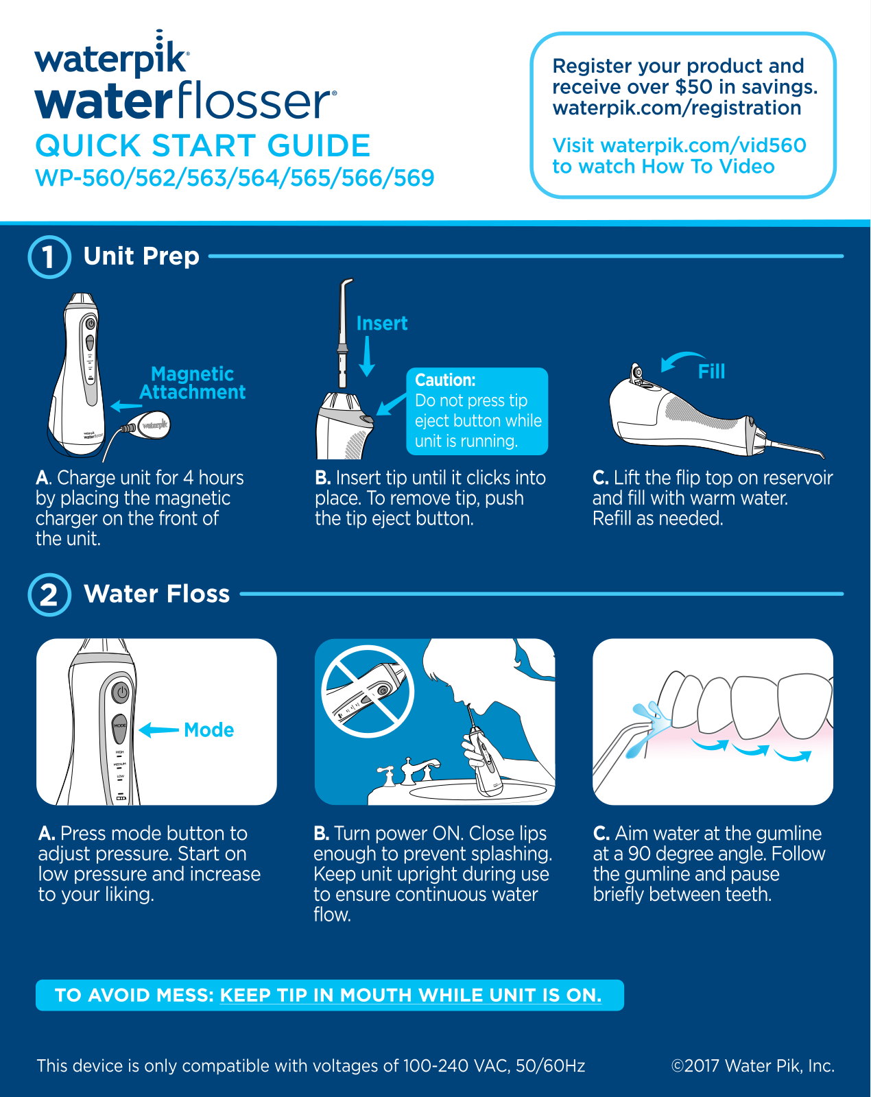 Waterpik WP-569, WP-564, WP-566, WP-563, WP-562 User Manual