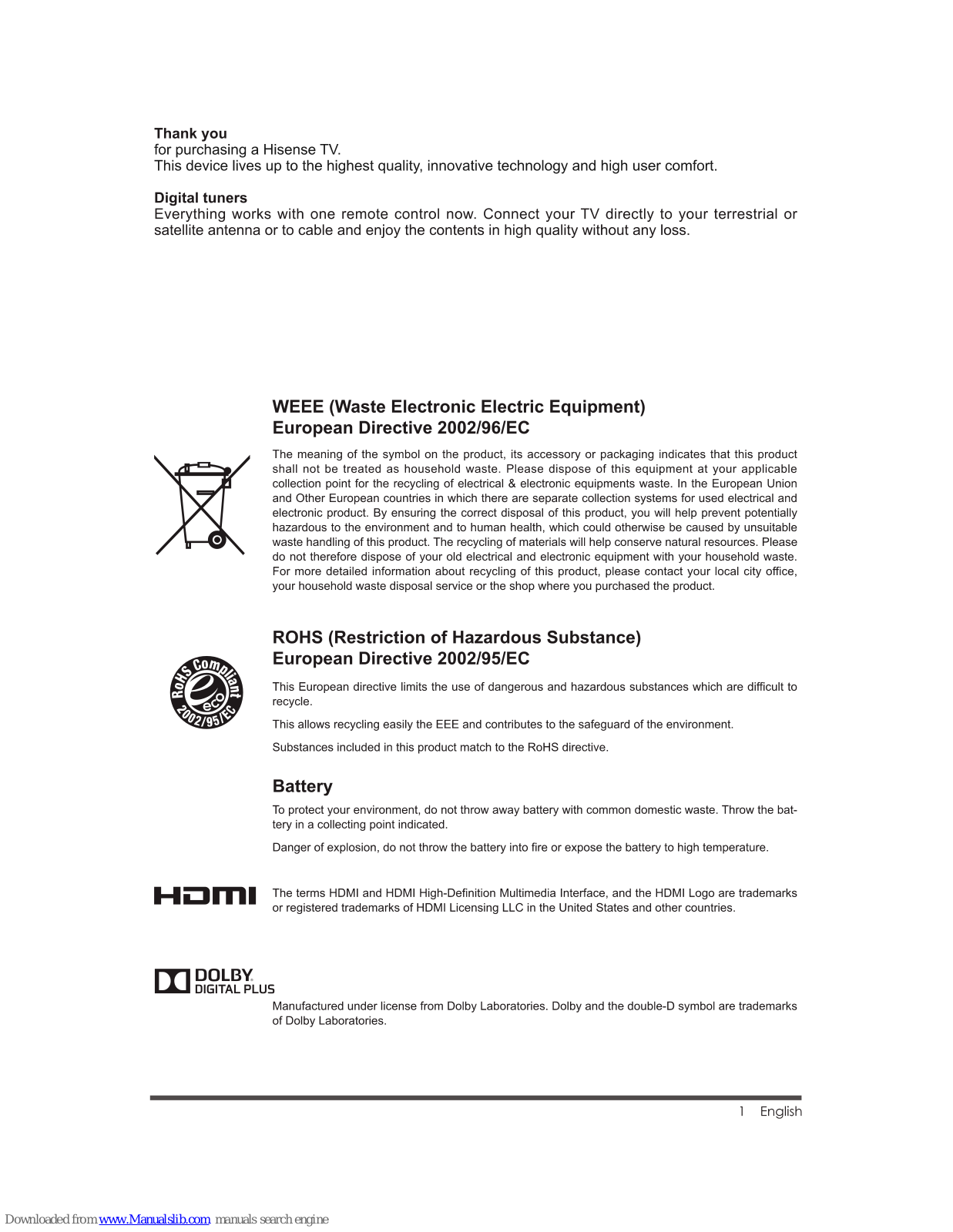 Hisense 40K220 User Manual